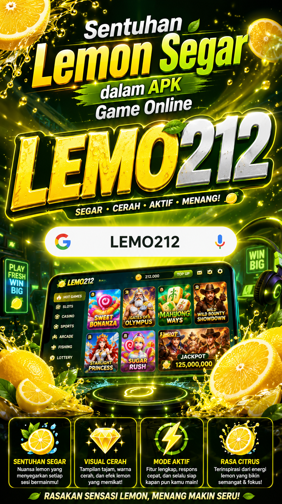Cuplikan layar menu unduhan LEMO212 untuk perangkat Android